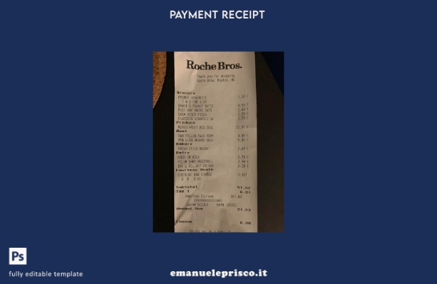 modello di controllo di pagamento del supermercato Roche Bros in stile verificat